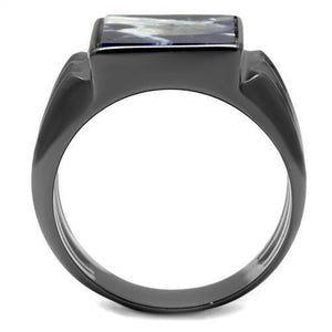 TK3012 - IP Light Black  (IP Gun) Stainless Steel Ring with Semi-Precious Sodalite in Capri Blue