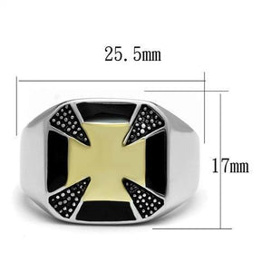 TK3019 - Two-Tone IP Gold (Ion Plating) Stainless Steel Ring with Epoxy  in Jet