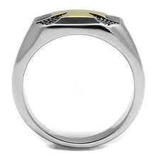 Load image into Gallery viewer, TK3019 - Two-Tone IP Gold (Ion Plating) Stainless Steel Ring with Epoxy  in Jet