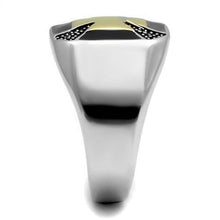 Load image into Gallery viewer, TK3019 - Two-Tone IP Gold (Ion Plating) Stainless Steel Ring with Epoxy  in Jet