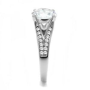 TK3020 - High polished (no plating) Stainless Steel Ring with AAA Grade CZ  in Clear