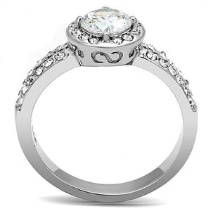 TK3021 - High polished (no plating) Stainless Steel Ring with AAA Grade CZ  in Clear