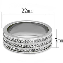 Load image into Gallery viewer, TK3028 - High polished (no plating) Stainless Steel Ring with Top Grade Crystal  in Clear