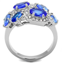 Load image into Gallery viewer, TK3030 - High polished (no plating) Stainless Steel Ring with Synthetic Synthetic Glass in Sapphire