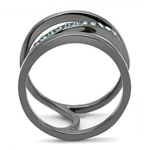 Load image into Gallery viewer, TK3038 - IP Light Black  (IP Gun) Stainless Steel Ring with Top Grade Crystal  in Capri Blue