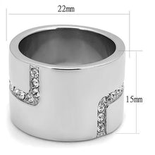 Load image into Gallery viewer, TK3040 - High polished (no plating) Stainless Steel Ring with Top Grade Crystal  in Clear