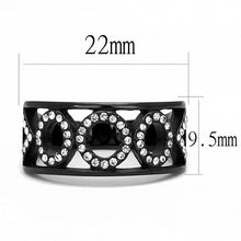 Load image into Gallery viewer, TK3046 - IP Black(Ion Plating) Stainless Steel Ring with Top Grade Crystal  in Clear