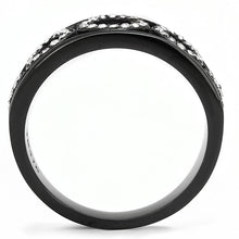 Load image into Gallery viewer, TK3046 - IP Black(Ion Plating) Stainless Steel Ring with Top Grade Crystal  in Clear