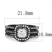 Load image into Gallery viewer, TK3048 - IP Black(Ion Plating) Stainless Steel Ring with AAA Grade CZ  in Clear