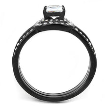 Load image into Gallery viewer, TK3048 - IP Black(Ion Plating) Stainless Steel Ring with AAA Grade CZ  in Clear
