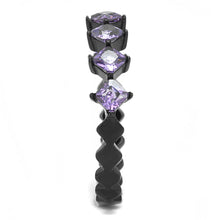 Load image into Gallery viewer, TK3054 - IP Black(Ion Plating) Stainless Steel Ring with AAA Grade CZ  in Amethyst