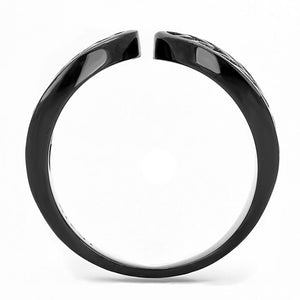 TK3056 - IP Black(Ion Plating) Stainless Steel Ring with Top Grade Crystal  in Clear