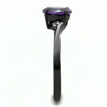 Load image into Gallery viewer, TK3063 - IP Black(Ion Plating) Stainless Steel Ring with AAA Grade CZ  in Amethyst