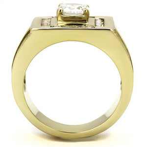 TK3079 - IP Gold(Ion Plating) Stainless Steel Ring with AAA Grade CZ  in Clear