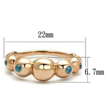 Load image into Gallery viewer, TK3088 - IP Rose Gold(Ion Plating) Stainless Steel Ring with AAA Grade CZ  in Sea Blue