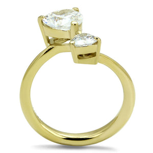 TK3093 - IP Gold(Ion Plating) Stainless Steel Ring with AAA Grade CZ  in Clear
