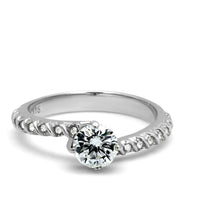 Load image into Gallery viewer, TK3094 - High polished (no plating) Stainless Steel Ring with AAA Grade CZ  in Clear