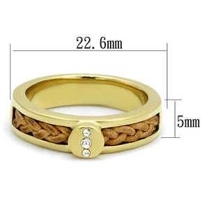 TK3096 - IP Gold(Ion Plating) Stainless Steel Ring with Top Grade Crystal  in Clear