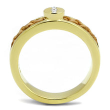 Load image into Gallery viewer, TK3096 - IP Gold(Ion Plating) Stainless Steel Ring with Top Grade Crystal  in Clear