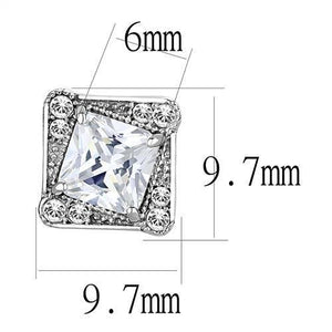 TK3104 - High polished (no plating) Stainless Steel Earrings with AAA Grade CZ  in Clear