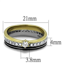 Load image into Gallery viewer, TK3108 - Two-Tone IP Gold (Ion Plating) Stainless Steel Ring with AAA Grade CZ  in Clear