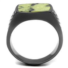 Load image into Gallery viewer, TK3112 - IP Light Black  (IP Gun) Stainless Steel Ring with Semi-Precious Topaz Jade in Topaz