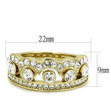 Load image into Gallery viewer, TK3123 - IP Gold(Ion Plating) Stainless Steel Ring with Top Grade Crystal  in Clear