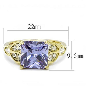 TK3125 - IP Gold(Ion Plating) Stainless Steel Ring with AAA Grade CZ  in Light Amethyst