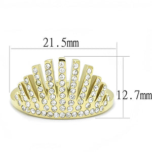 TK3128 - IP Gold(Ion Plating) Stainless Steel Ring with Top Grade Crystal  in Clear