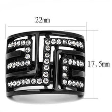 Load image into Gallery viewer, TK3134 - IP Light Black  (IP Gun) Stainless Steel Ring with Top Grade Crystal  in Clear