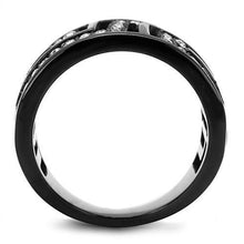 Load image into Gallery viewer, TK3134 - IP Light Black  (IP Gun) Stainless Steel Ring with Top Grade Crystal  in Clear