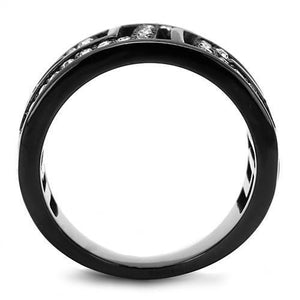 TK3134 - IP Light Black  (IP Gun) Stainless Steel Ring with Top Grade Crystal  in Clear