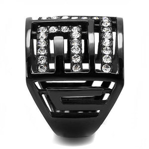 TK3134 - IP Light Black  (IP Gun) Stainless Steel Ring with Top Grade Crystal  in Clear