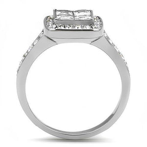 TK3137 - High polished (no plating) Stainless Steel Ring with AAA Grade CZ  in Clear