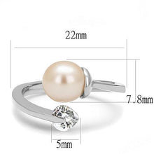 Load image into Gallery viewer, TK3139 - High polished (no plating) Stainless Steel Ring with Synthetic Pearl in Light Peach
