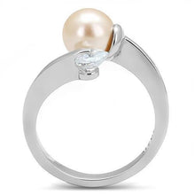 Load image into Gallery viewer, TK3139 - High polished (no plating) Stainless Steel Ring with Synthetic Pearl in Light Peach