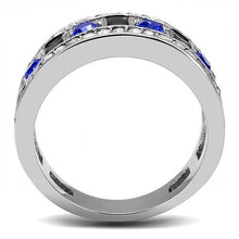Load image into Gallery viewer, TK3141 - High polished (no plating) Stainless Steel Ring with Top Grade Crystal  in Sapphire