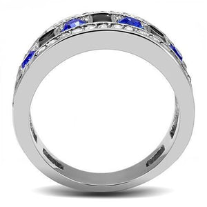 TK3141 - High polished (no plating) Stainless Steel Ring with Top Grade Crystal  in Sapphire