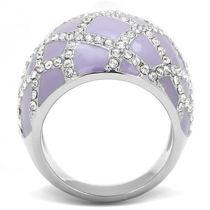 TK3143 - High polished (no plating) Stainless Steel Ring with Top Grade Crystal  in Clear