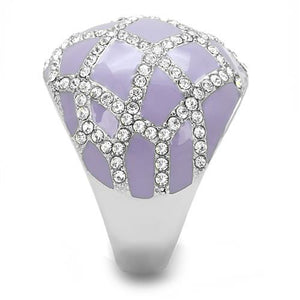 TK3143 - High polished (no plating) Stainless Steel Ring with Top Grade Crystal  in Clear