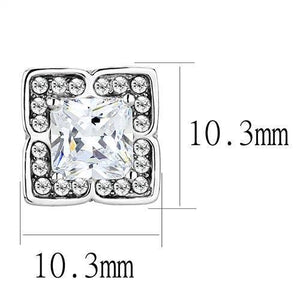TK3157 - High polished (no plating) Stainless Steel Earrings with AAA Grade CZ  in Clear