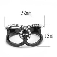 Load image into Gallery viewer, TK3166 - IP Black(Ion Plating) Stainless Steel Ring with Top Grade Crystal  in Clear