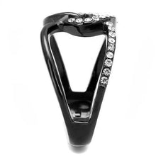 Load image into Gallery viewer, TK3166 - IP Black(Ion Plating) Stainless Steel Ring with Top Grade Crystal  in Clear