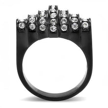 Load image into Gallery viewer, TK3167 - IP Black(Ion Plating) Stainless Steel Ring with Top Grade Crystal  in Clear