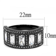 Load image into Gallery viewer, TK3168 - IP Black(Ion Plating) Stainless Steel Ring with AAA Grade CZ  in Clear