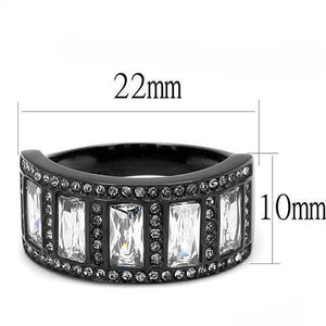 TK3168 - IP Black(Ion Plating) Stainless Steel Ring with AAA Grade CZ  in Clear