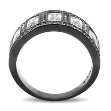 Load image into Gallery viewer, TK3168 - IP Black(Ion Plating) Stainless Steel Ring with AAA Grade CZ  in Clear