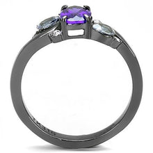 Load image into Gallery viewer, TK3169 - IP Light Black  (IP Gun) Stainless Steel Ring with AAA Grade CZ  in Tanzanite
