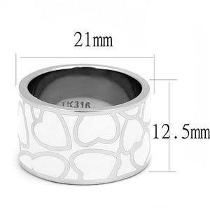TK3172 - High polished (no plating) Stainless Steel Ring with Epoxy  in White