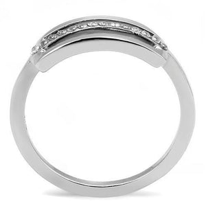 TK3177 - High polished (no plating) Stainless Steel Ring with AAA Grade CZ  in Clear